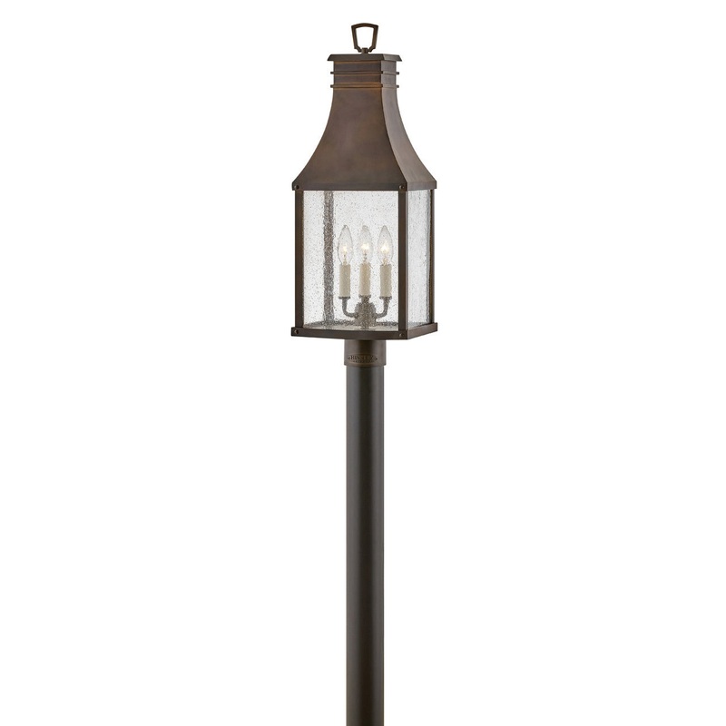 Beacon Hill Three Light Post Top or Pier Mount in Blackened Copper