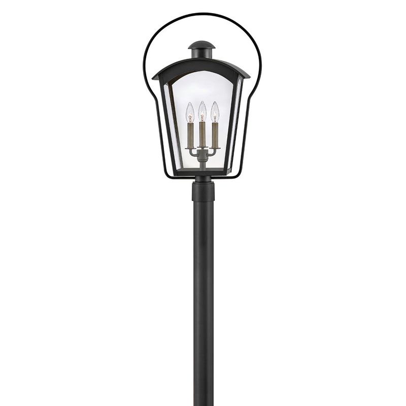 Yale Three Light Post Top or Pier Mount Lantern in Black
