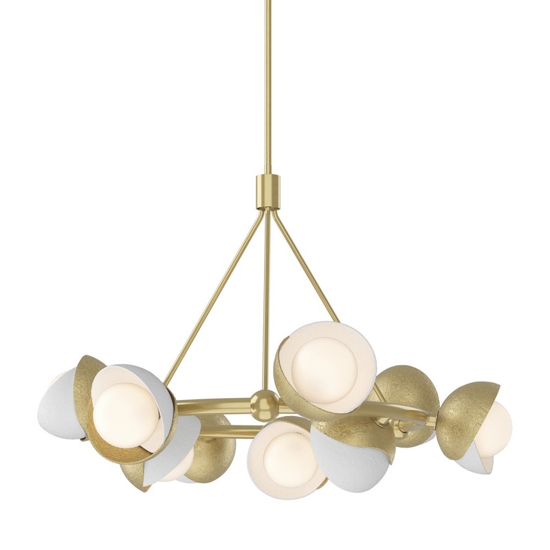 Brooklyn 9-Light Double Shade Ring Pendant in Modern Brass