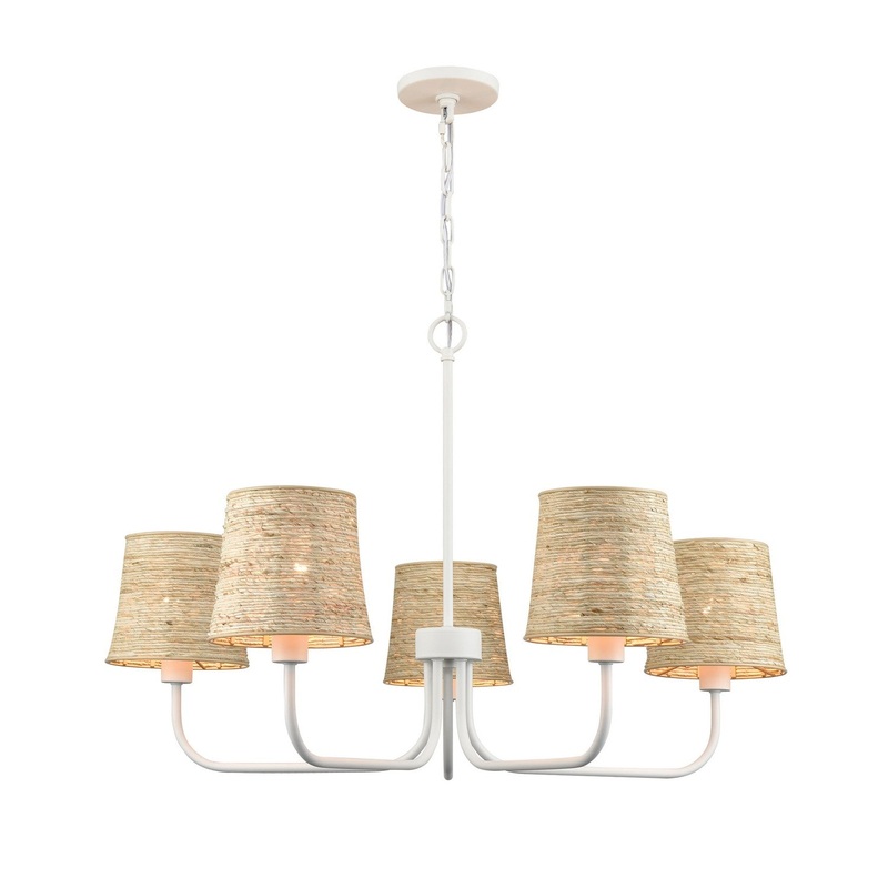 Abaca 5-Light Chandelier in Textured White