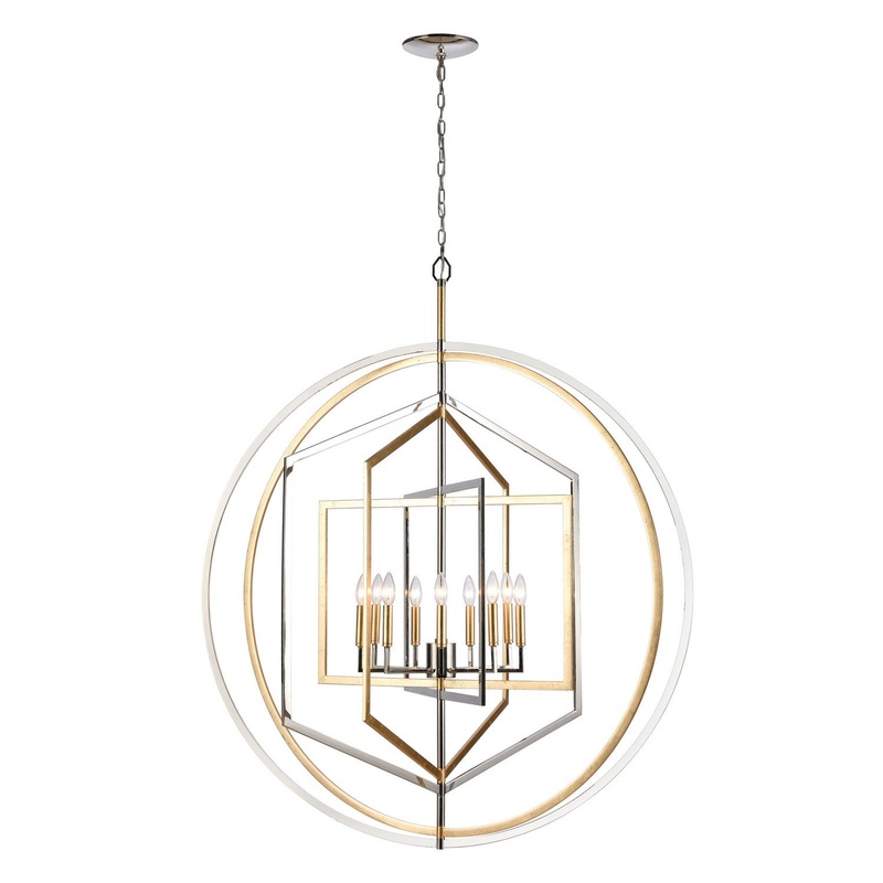 Geosphere Nine Light Chandelier in Polished Nickel