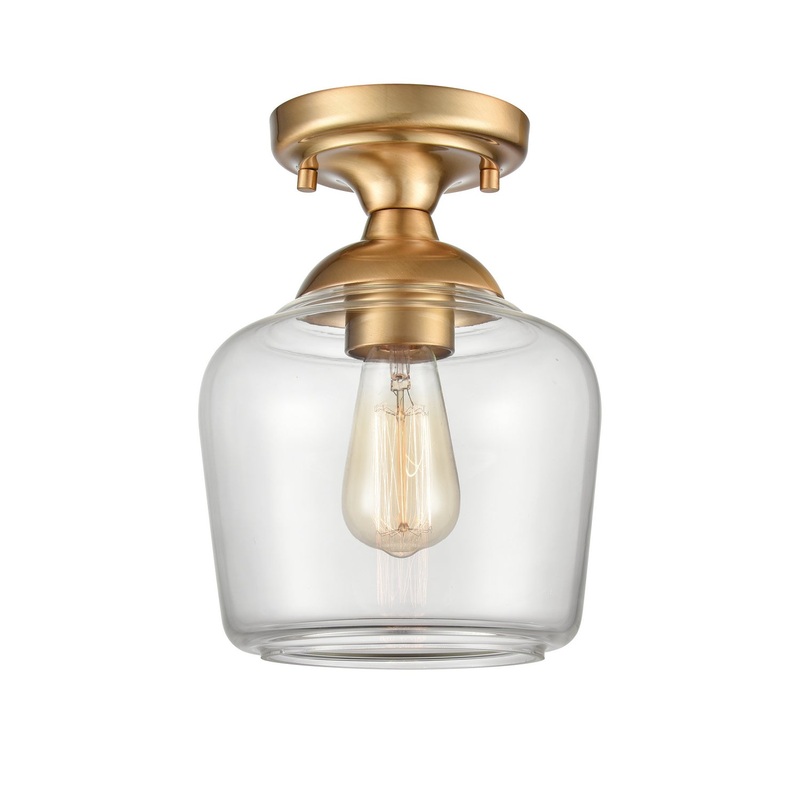 Agnes 1-Light Semi Flush Mount in Satin Brass