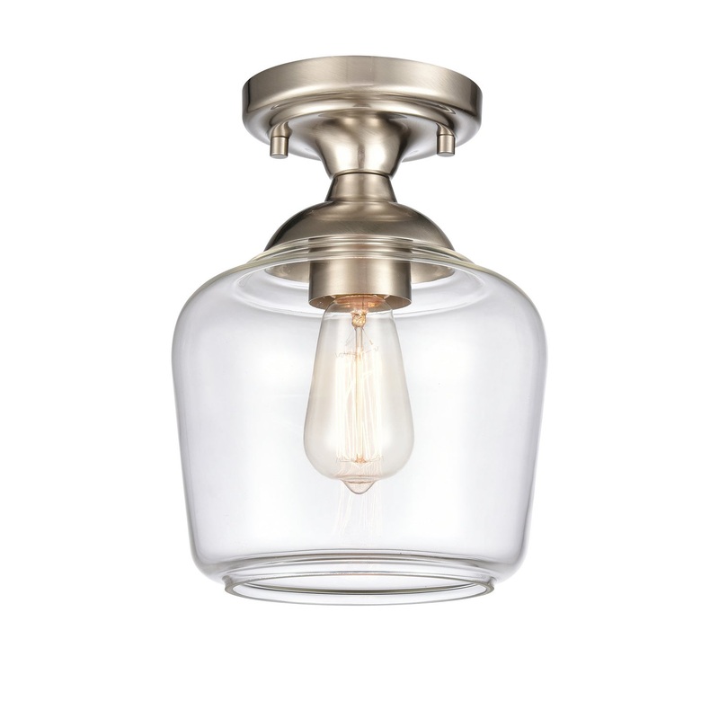 Agnes 1-Light Semi Flush Mount in Satin Nickel
