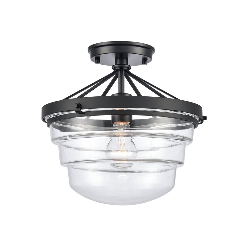 Boyer 1-Light Semi Flush Mount in Matte Black