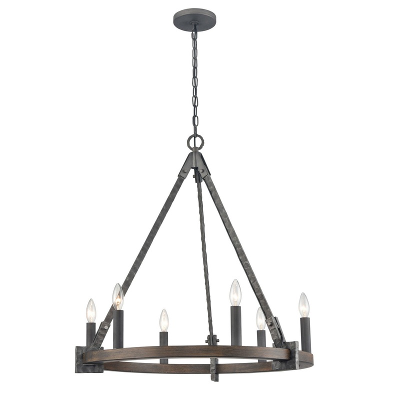 Harwell 6-Light Chandelier in Antique Millwood