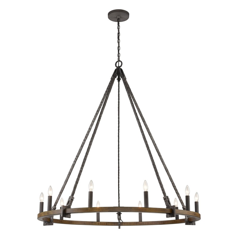 Harwell Ten Light Chandelier in Antique Millwood