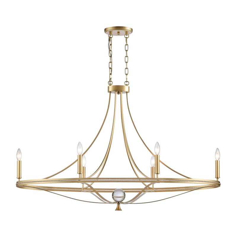 Noura 6-Light Linear Chandelier in Champagne Gold