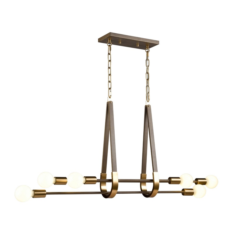 Sabine 6-Light Linear Chandelier in Pecan