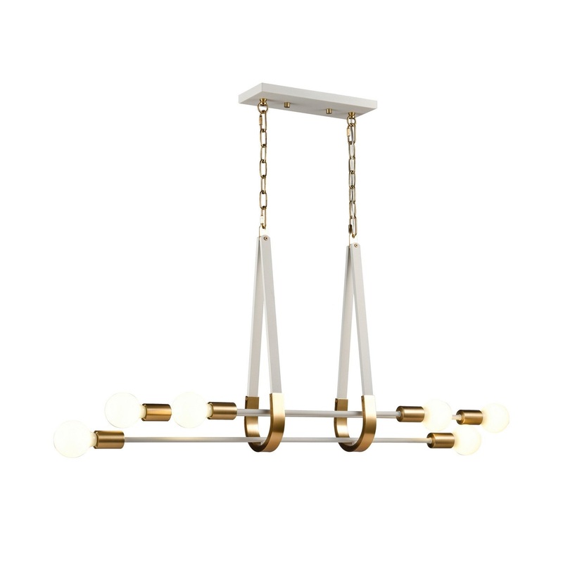 Sabine 6-Light Linear Chandelier in Textured White