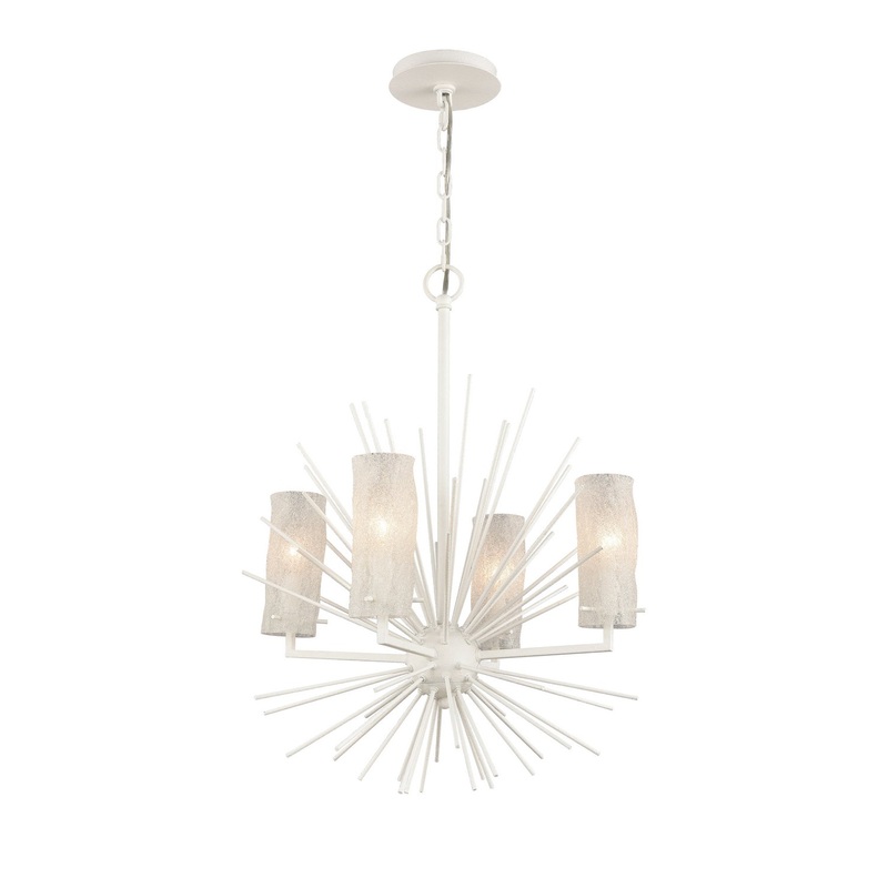 Sea Urchin 4-Light Chandelier in White Coral