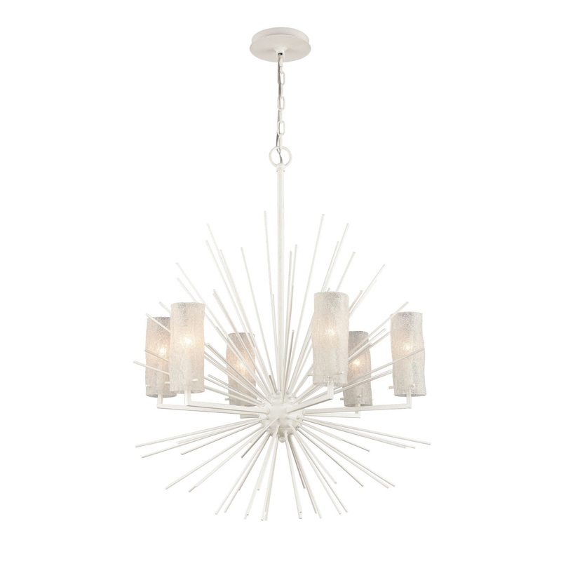 Sea Urchin 6-Light Chandelier in White Coral