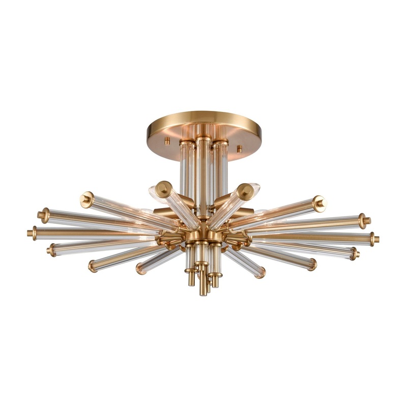 Serena 5-Light Semi Flush Mount in Satin Brass