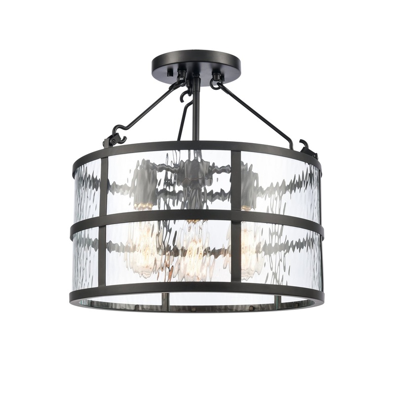 Solace 3-Light Semi Flush Mount in Matte Black