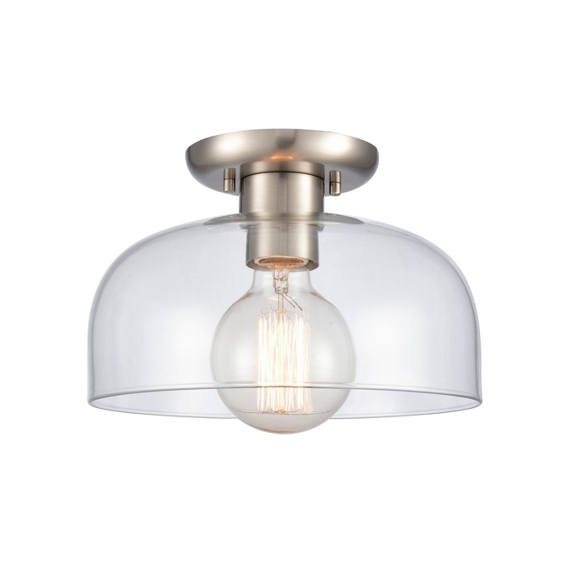 Brewer 1-Light Semi Flush Mount in Brushed Nickel