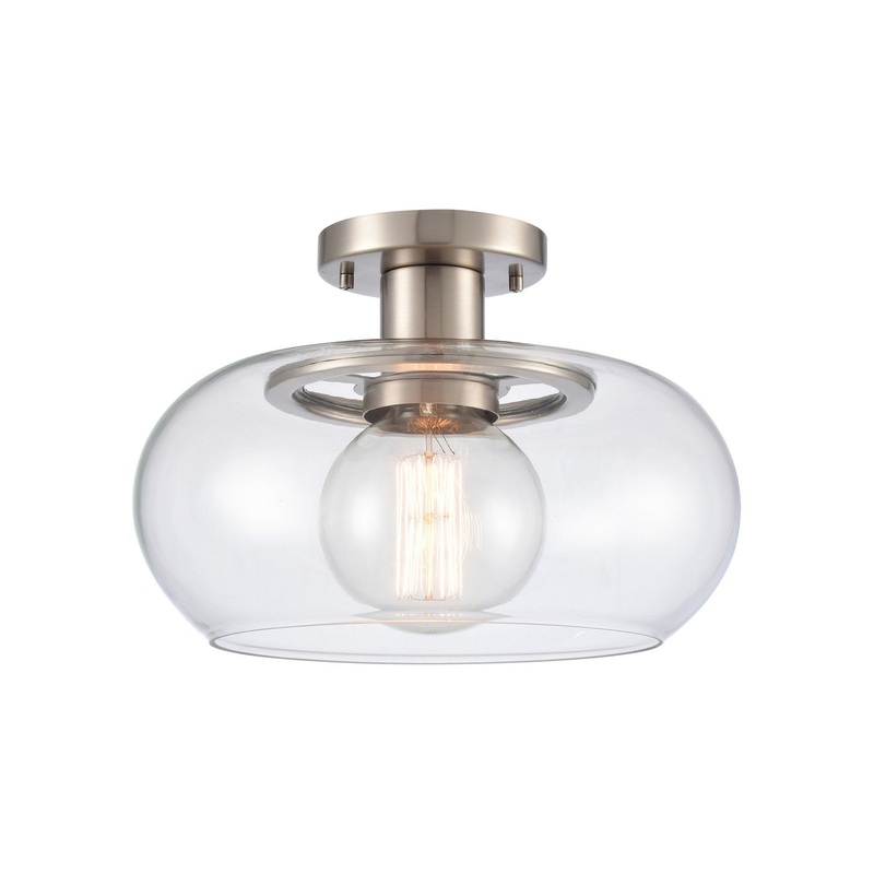 Clement 1-Light Semi Flush Mount in Antique Nickel