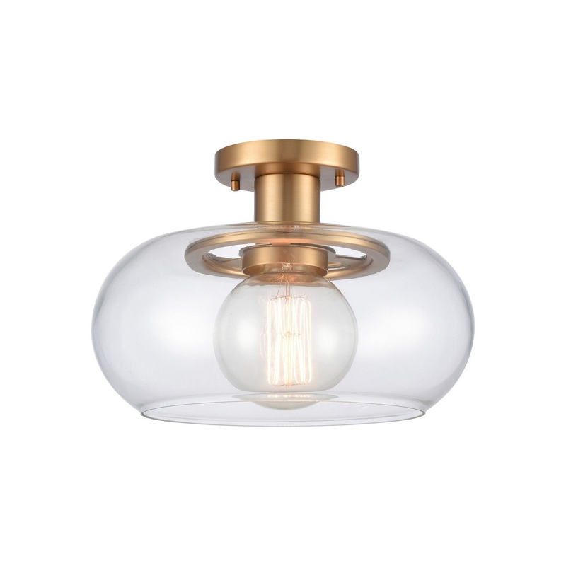 Clement 1-Light Semi Flush Mount in Brushed Gold