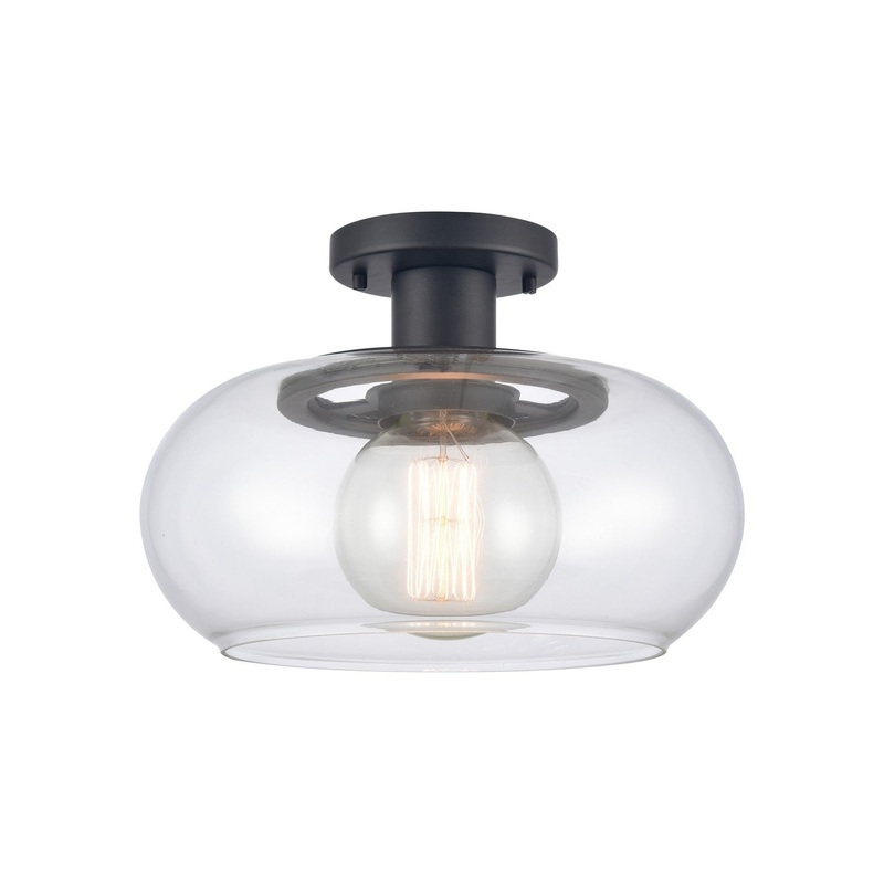 Clement 1-Light Semi Flush Mount in Matte Black