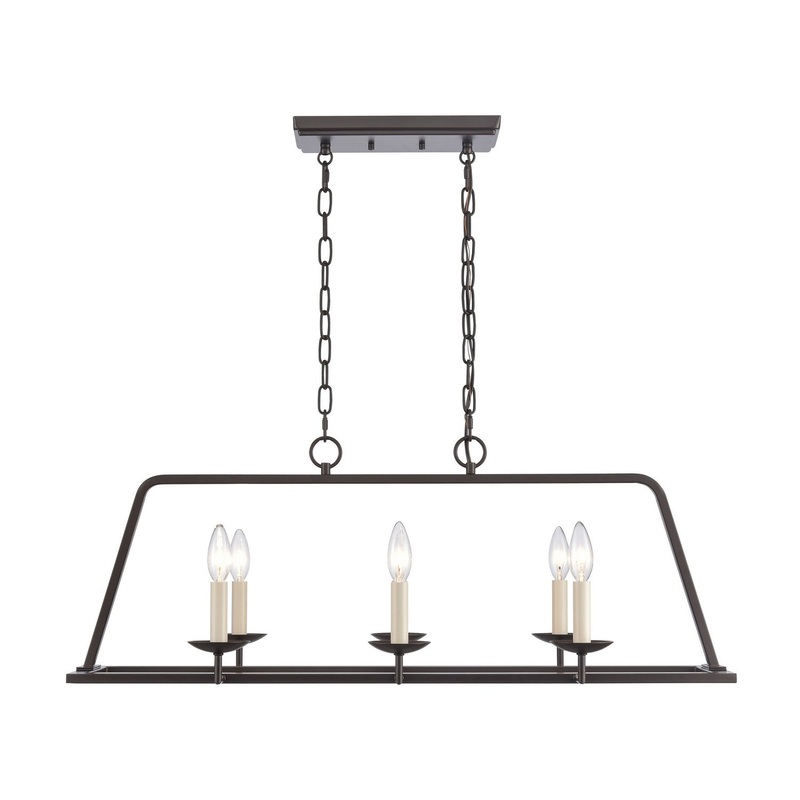 Joanie 6-Light Linear Chandelier in Old Bronze