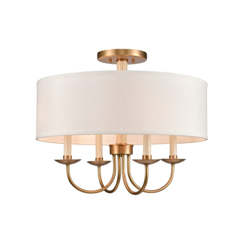Neville 4-Light Semi Flush Mount in Natural Brass
