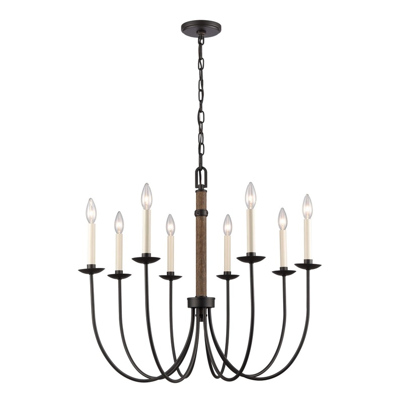 Neville Eight Light Chandelier in Charcoal Black