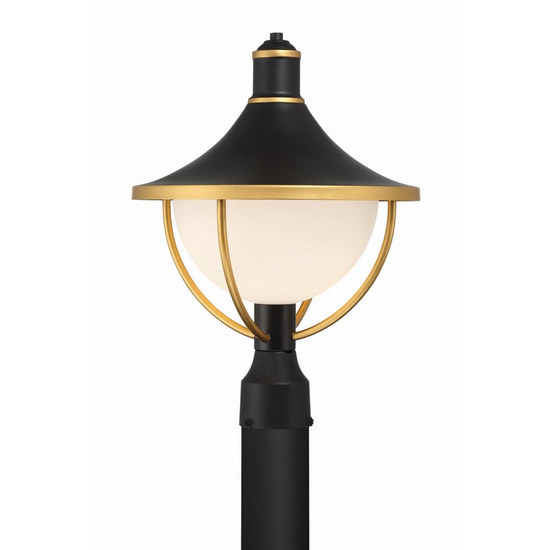Atlas 1-Light Outdoor Post Mount in Matte Black & Textured Gold