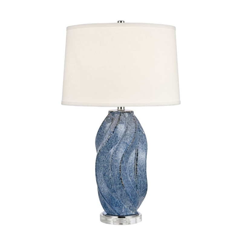 Blue Swell 1-Light Table Lamp in Blue