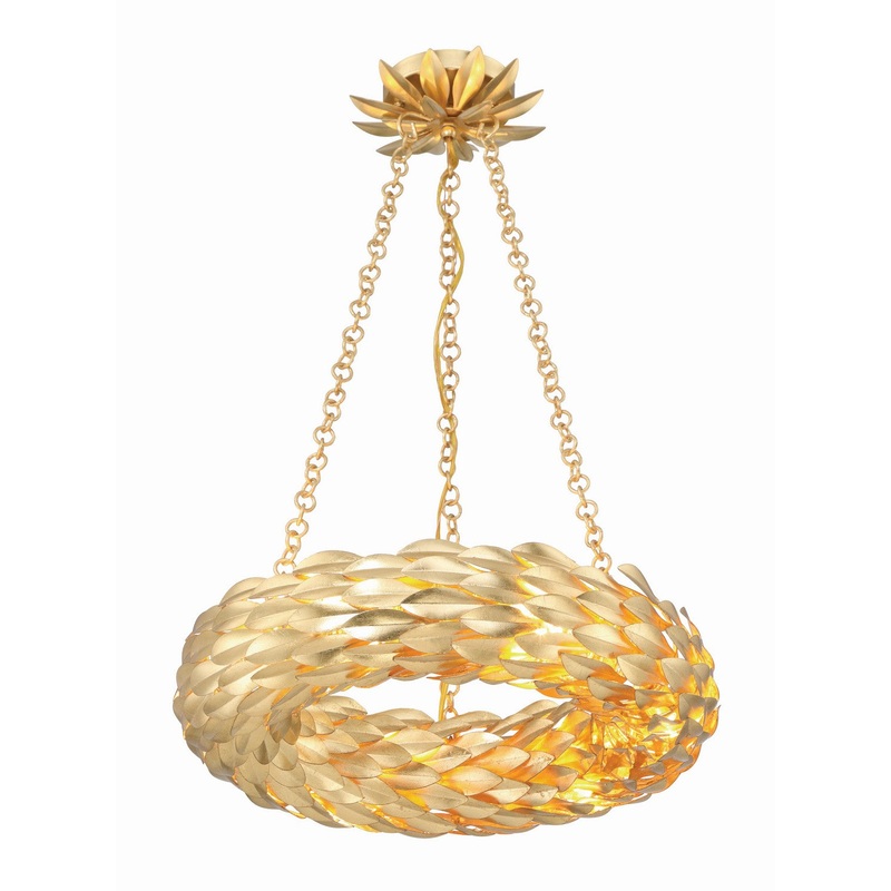 Broche LED Chandelier in Antique Gold