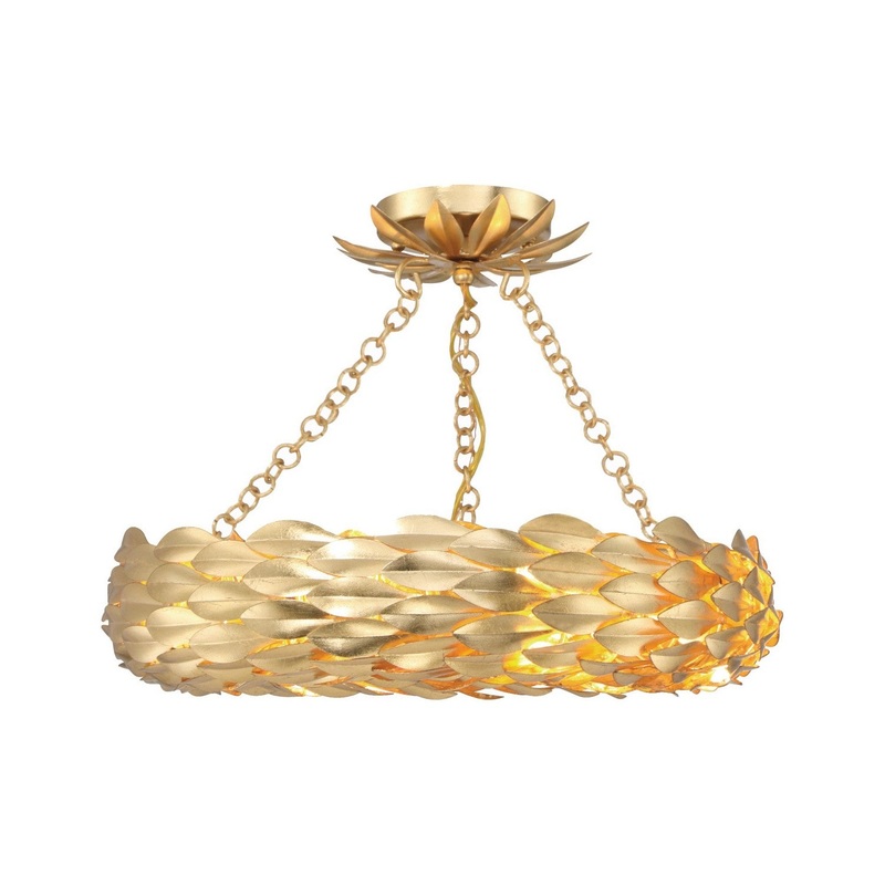 Broche LED Semi-Flush Mount in Antique Gold