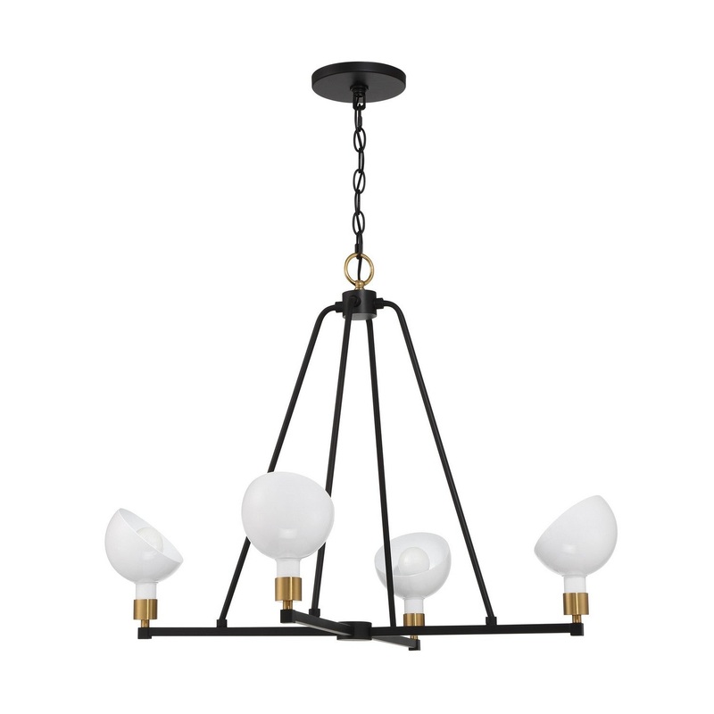 Gigi 4-Light Chandelier in Black & Aged Brass