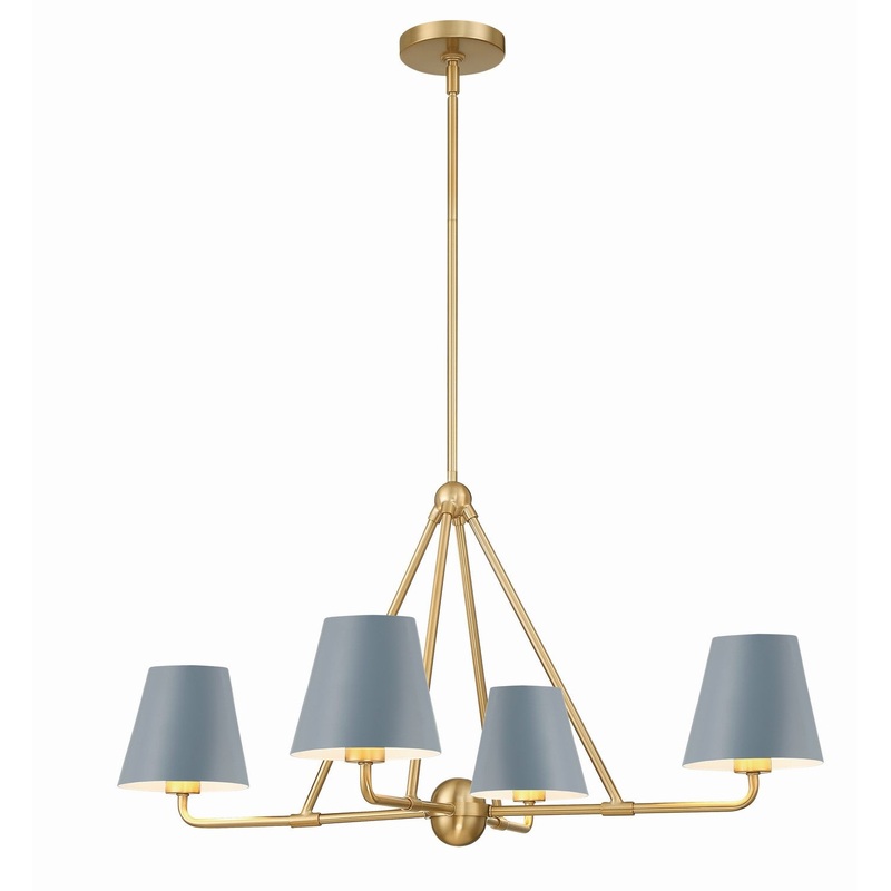 Xavier 4-Light Chandelier in Vibrant Gold & Blue