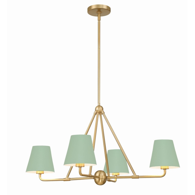 Xavier 4-Light Chandelier in Vibrant Gold & Green
