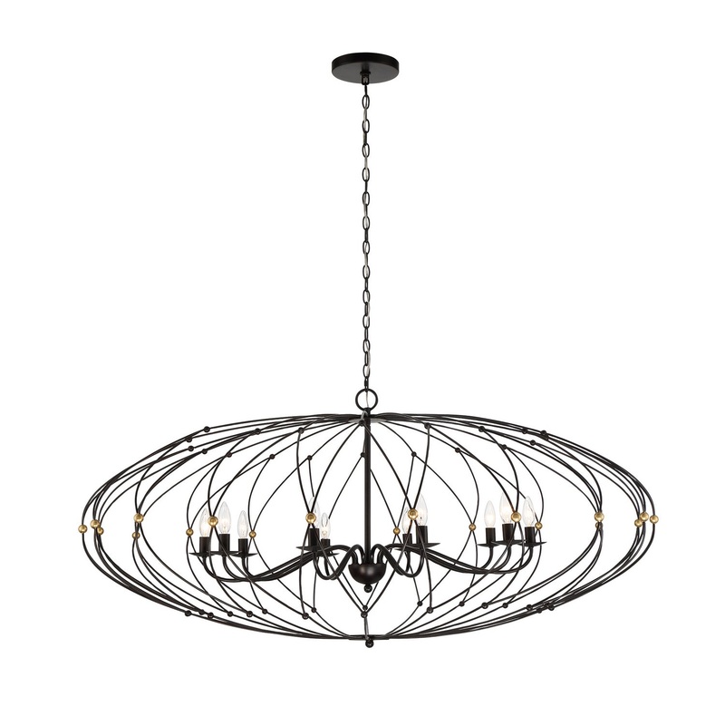 Zucca 10-Light Chandelier in English Bronze & Antique Gold