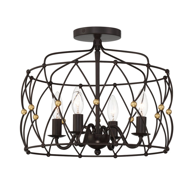 Zucca 4-Light Ceiling Mount in English Bronze & Antique Gold
