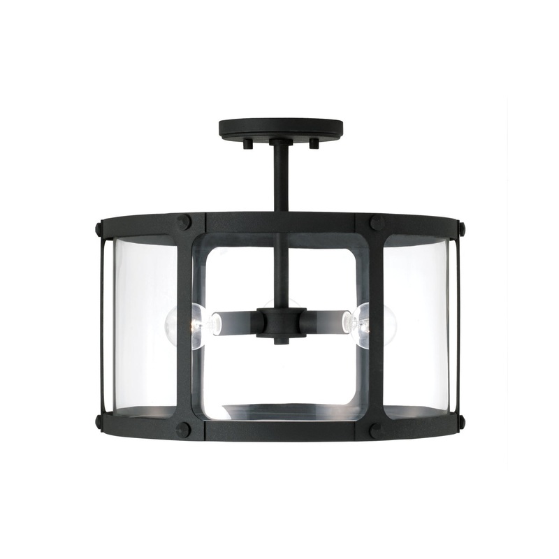 Brennen 3-Light Semi-Flush Mount in Black Iron
