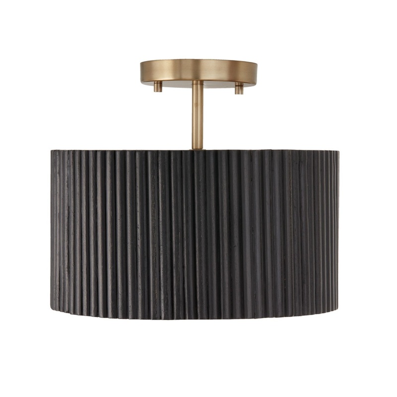 Donovan 1-Light Semi-Flush Mount in Black Stain and Matte Brass