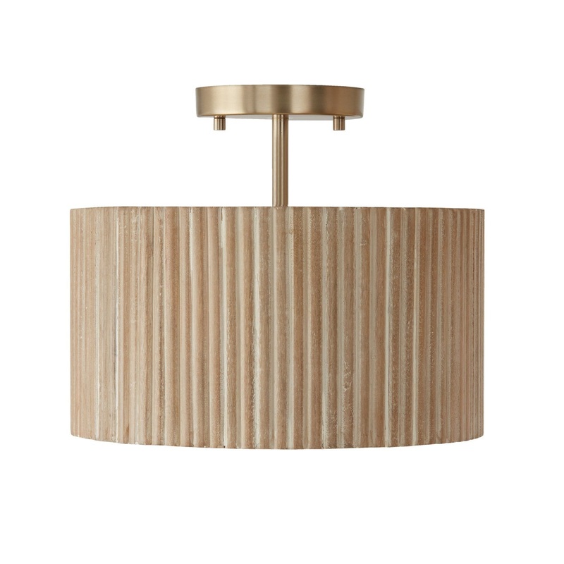 Donovan 1-Light Semi-Flush Mount in White Wash and Matte Brass