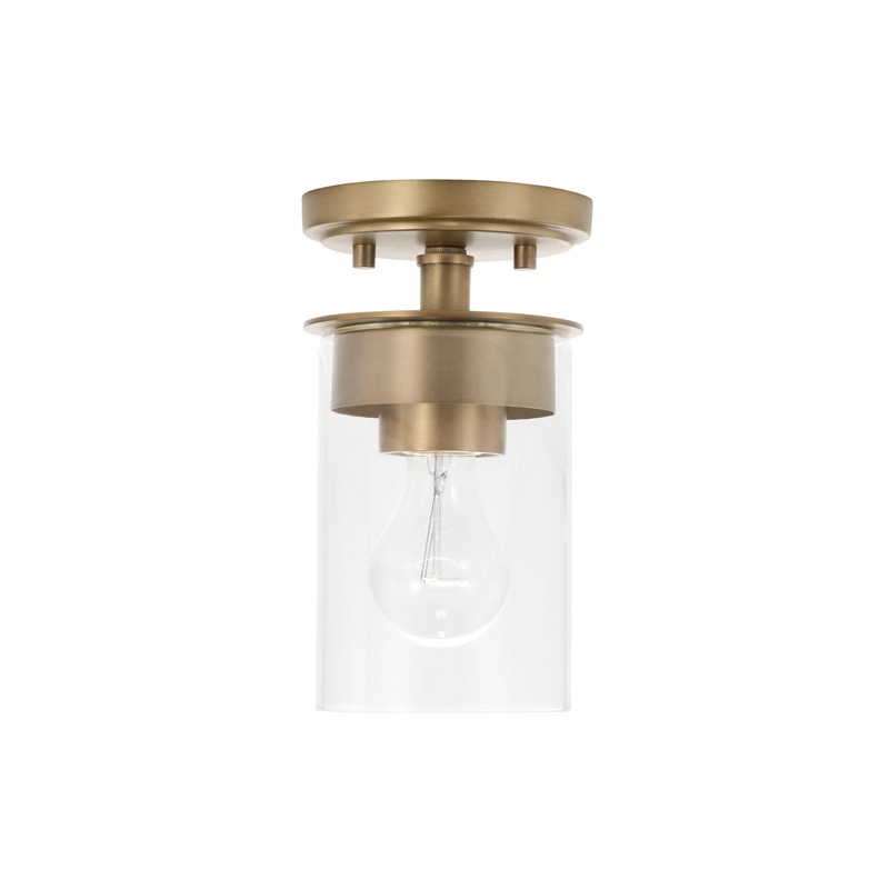 Mason 1-Light Semi-Flush Mount in Aged Brass