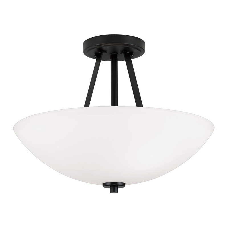 Stewart 2-Light Semi-Flush Mount in Matte Black