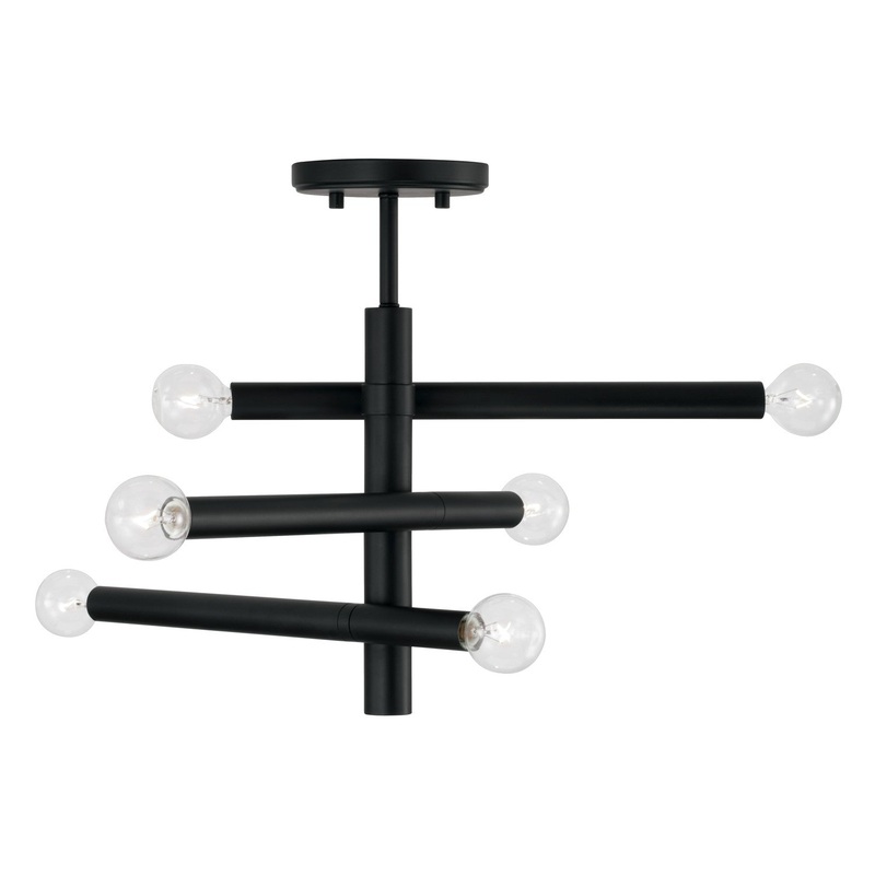 Zane 6-Light Semi-Flush Mount in Matte Black