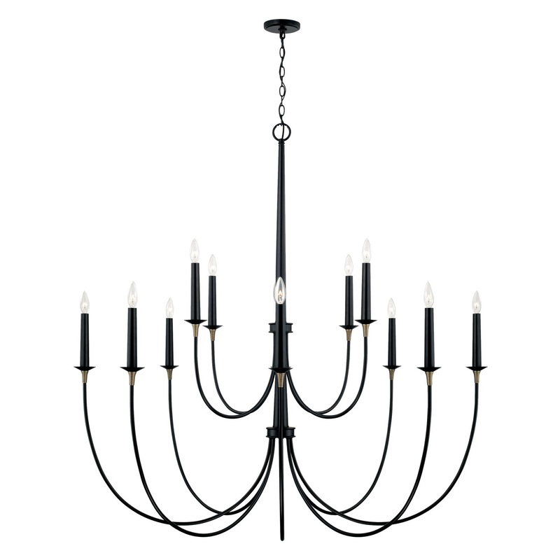 Amara 12-Light Chandelier in Matte Black with Brass