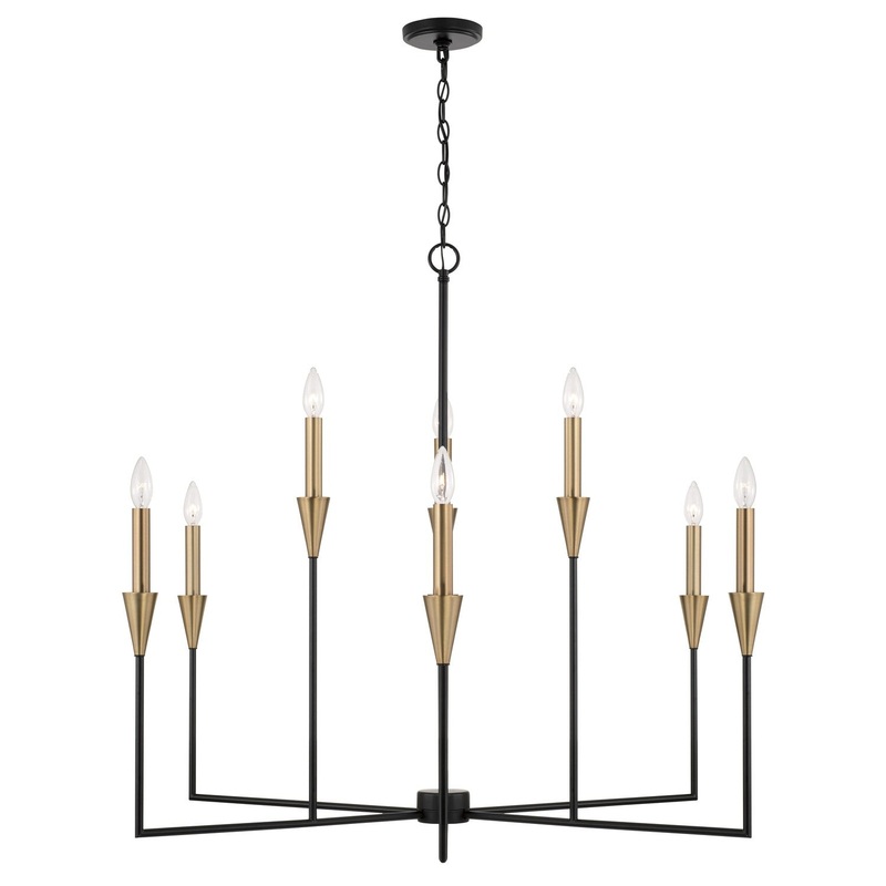 Avant 9-Light Chandelier in Aged Brass and Black
