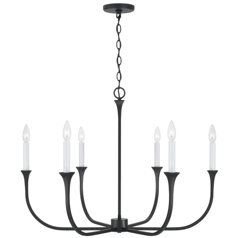 Decklan 6-Light Chandelier in Black Iron