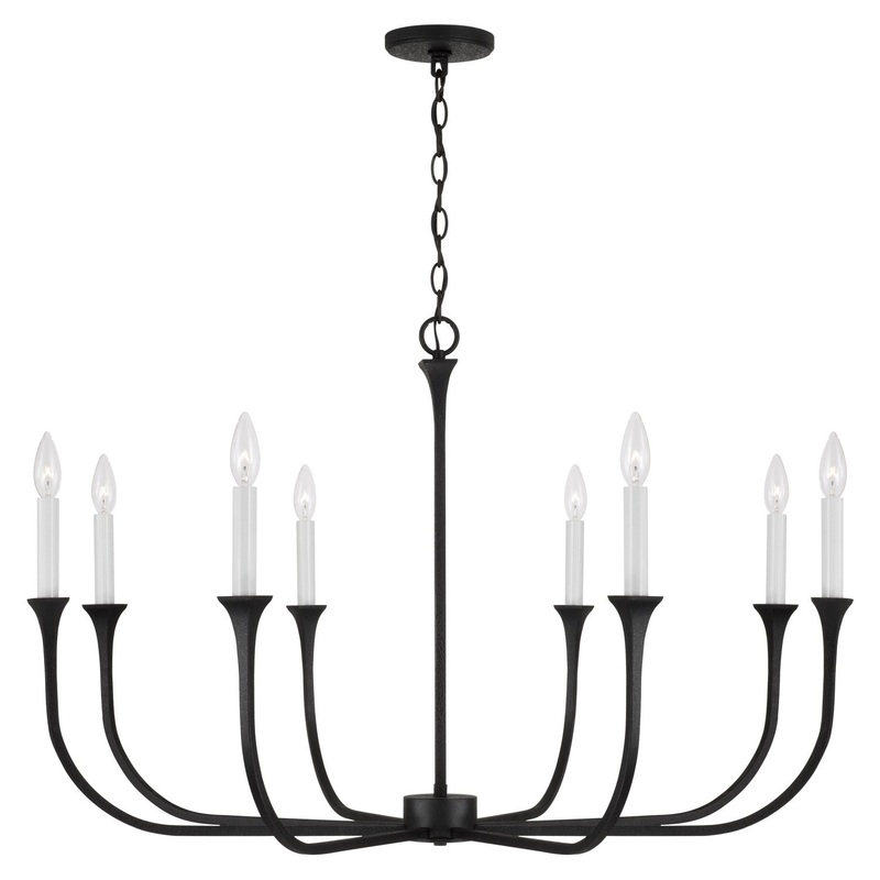 Decklan 8-Light Chandelier in Black Iron