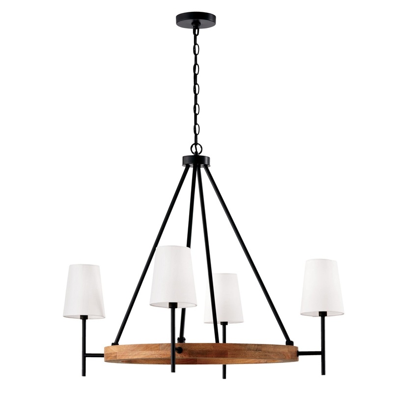 Jonah 4-Light Chandelier in Light Wood and Matte Black
