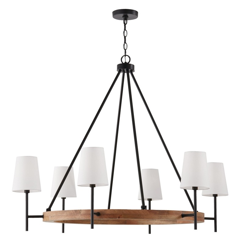 Jonah 6-Light Chandelier in Light Wood and Matte Black