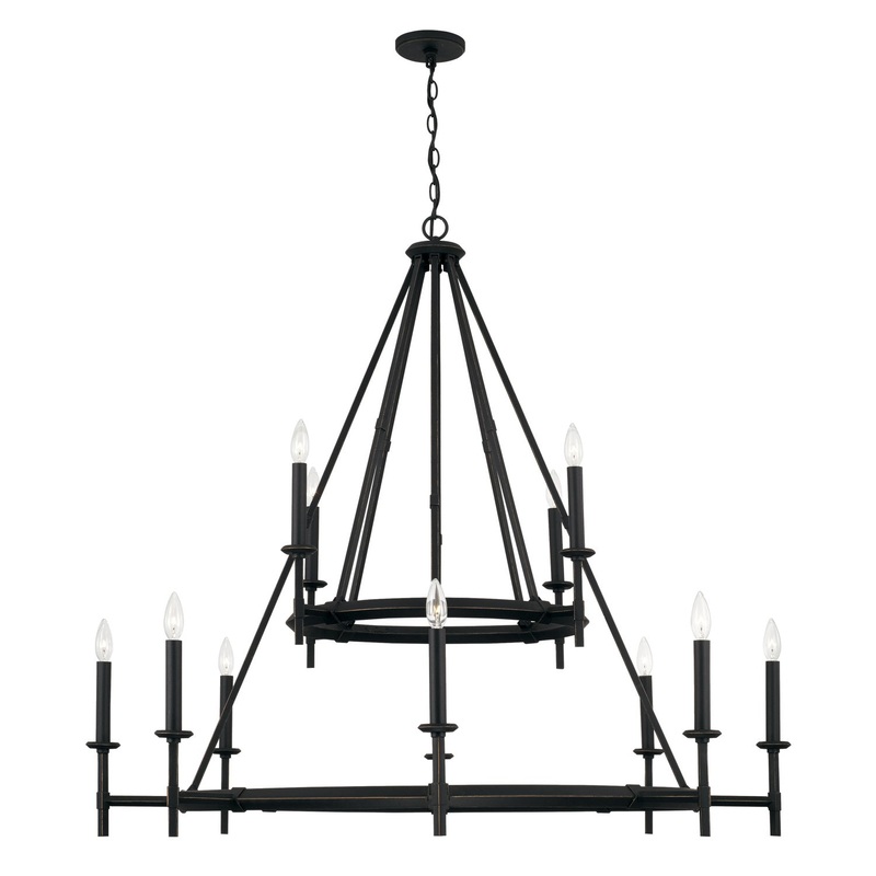 Ogden 12-Light Chandelier in Brushed Black Iron