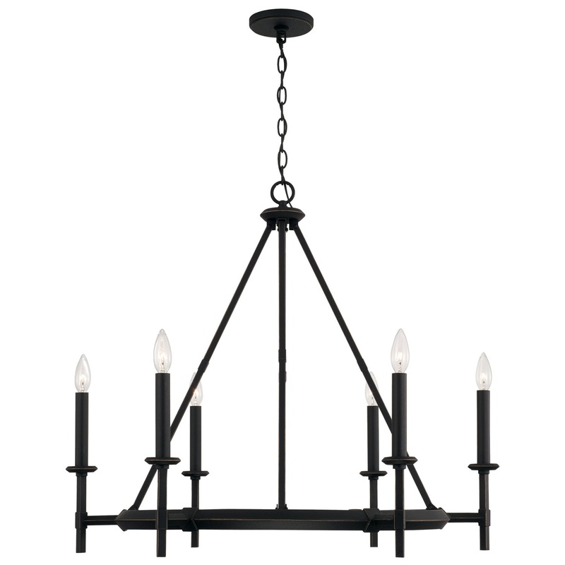 Ogden 6-Light Chandelier in Brushed Black Iron