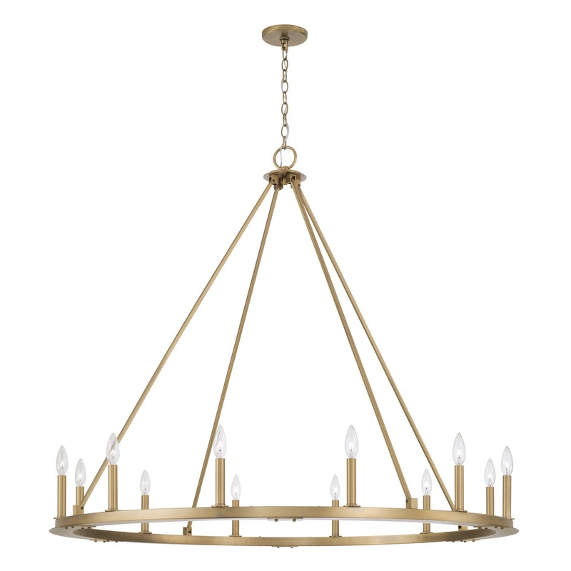 Pearson 12-Light Chandelier in Aged Brass