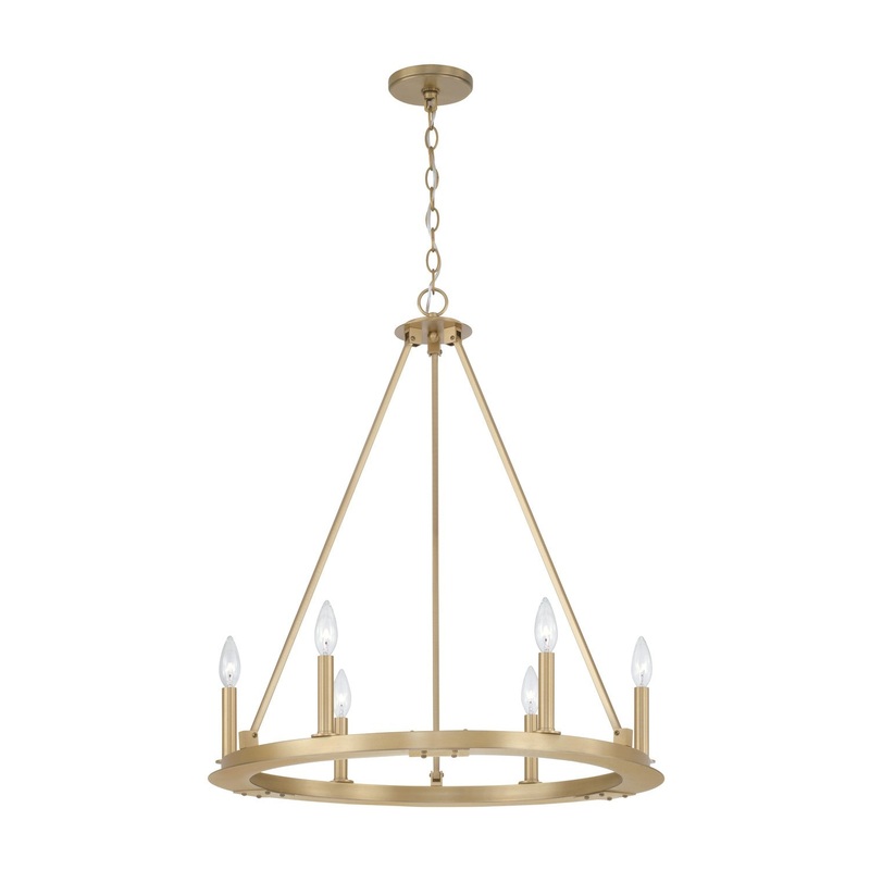 Pearson 6-Light Chandelier in Aged Brass