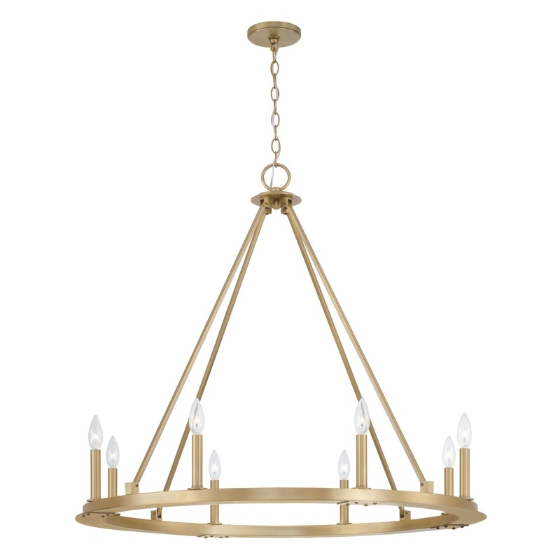 Pearson 8-Light Chandelier in Aged Brass